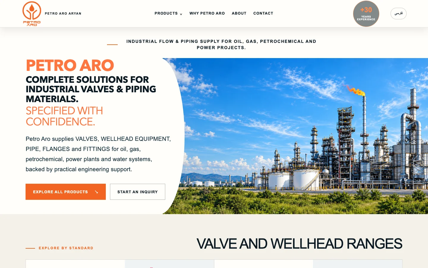 Petro Aro industrial business homepage